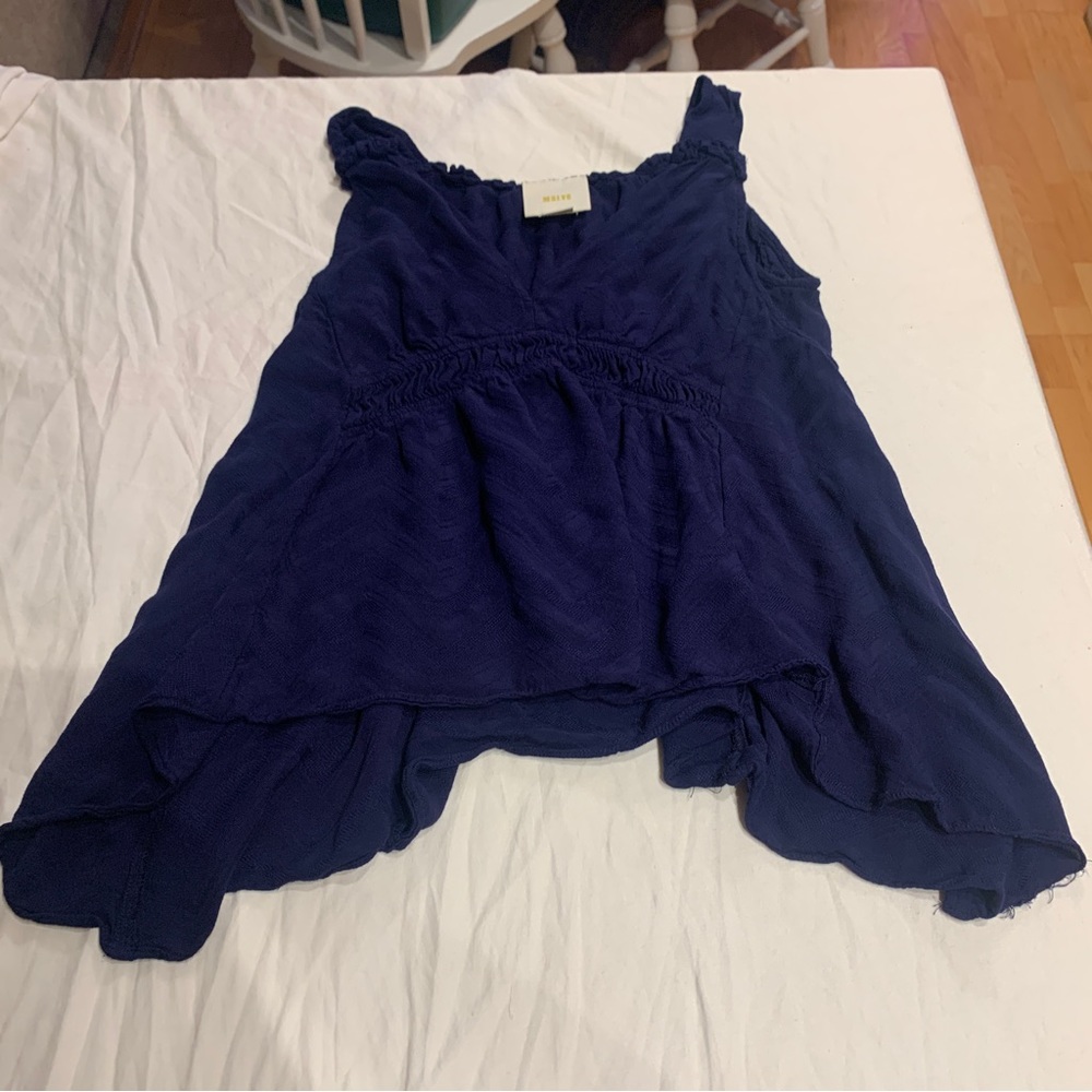 Anthropologie Maeve Bretta Gathered Navy Blue Tank Top Blouse small